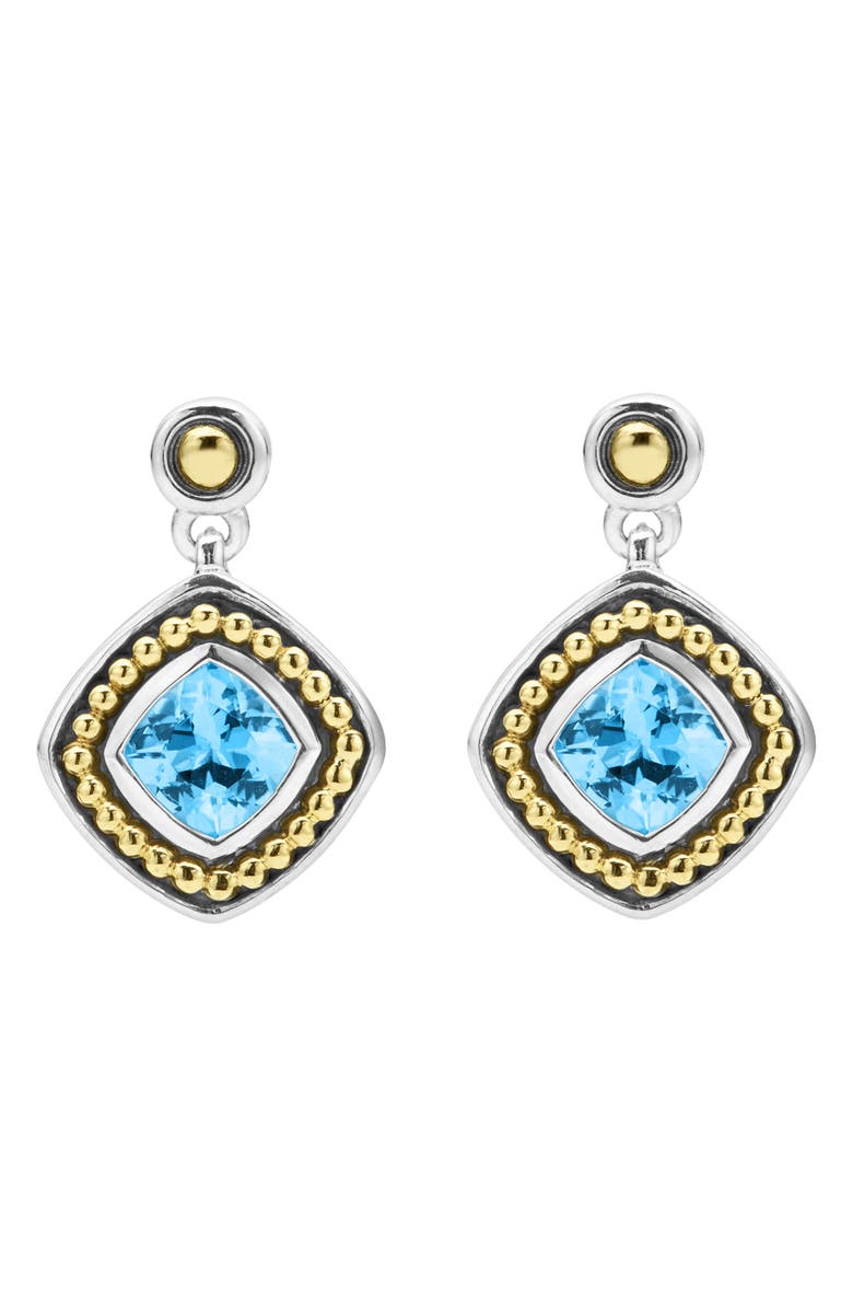 LAGOS Caviar Color Blue Topaz Drop Earrings, Main, color, 