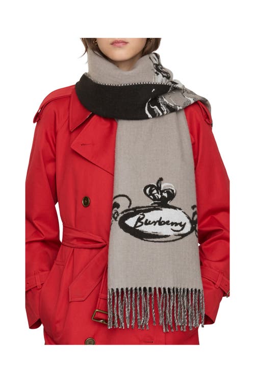 Burberry Castle Cashmere Scarf In Gray