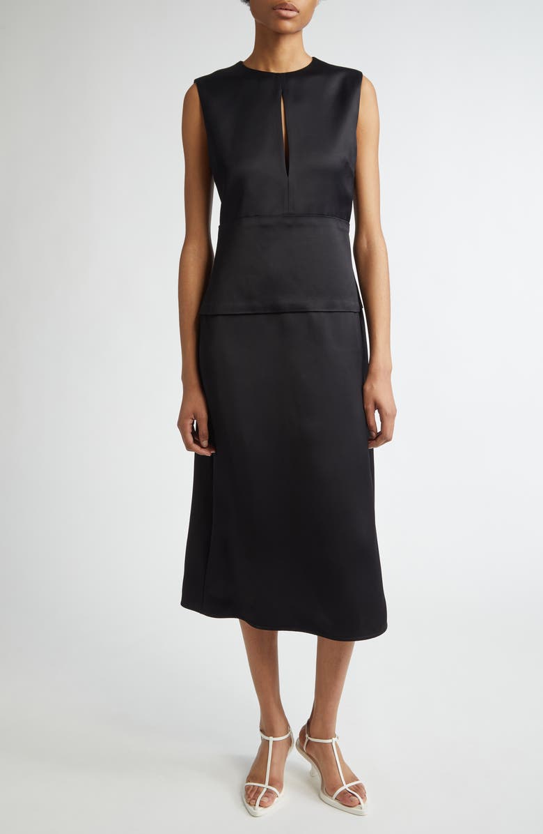 Jil Sander Sleeveless Matte Finish Satin Midi Dress, Main, color,