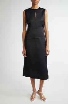 Sleeveless Matte Finish Satin Midi Dress