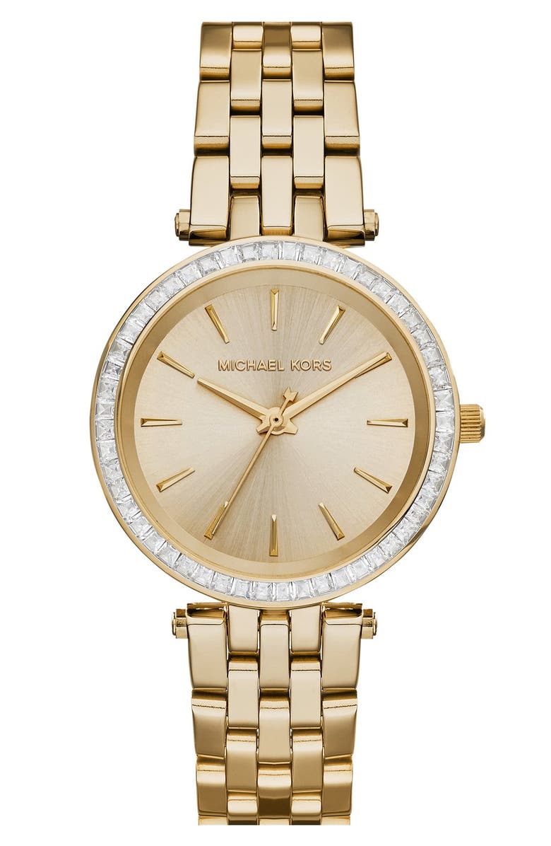 Michael Kors 'Mini Darci' Round Bracelet Watch, 33mm, Main, color, Gold