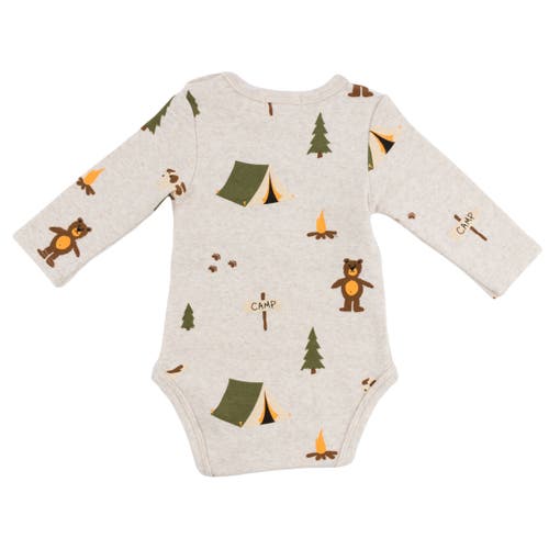 Oh Baby! Brand Teddy Bear Face Print Pocket Romper- Infant In Neutral