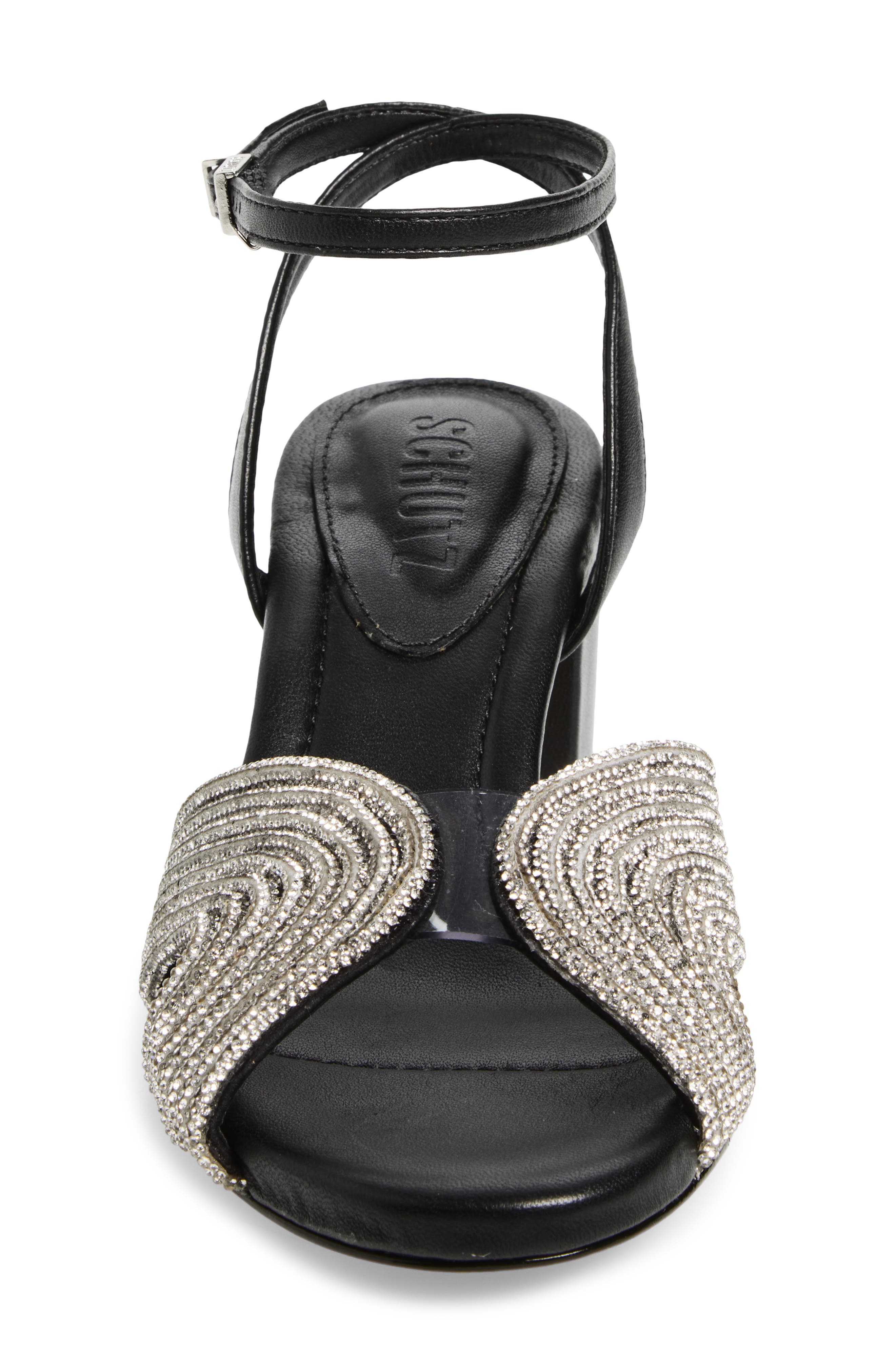 Schutz Hattie Ankle Strap Sandal, Alternate, color, Cristal/ Transparente/ Black