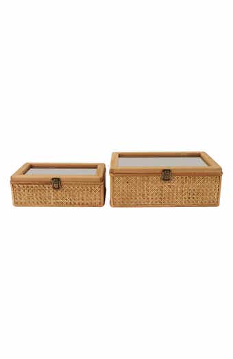 UMA Contemporary Set of 2 Natural Rattan Boxes
