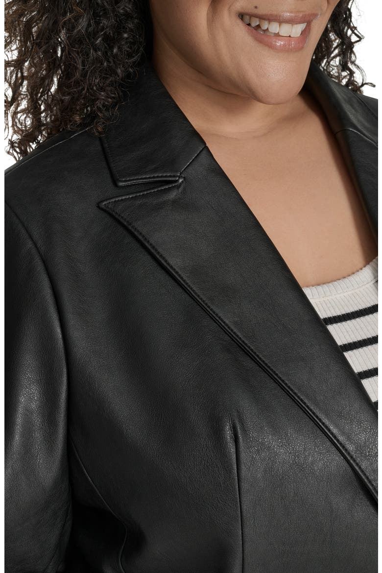 Faux Leather Blazer, Alternate, color, BLACK