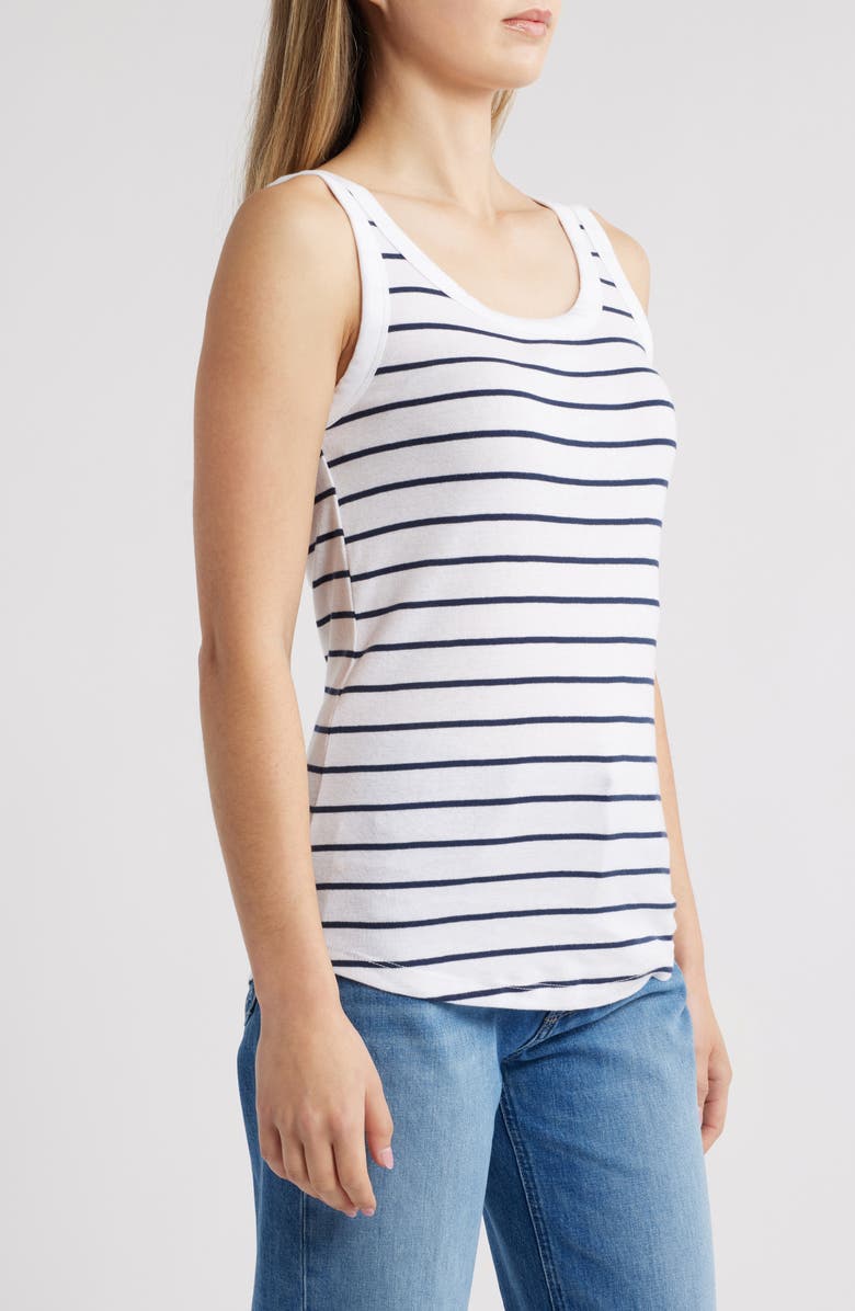 Caslon<sup>®</sup> Cotton Tank, Alternate, color, White- Navy Dolly Stripe
