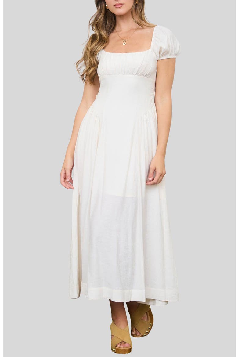 Drop Waist Seam Midi Dress, Main, color, NATURAL
