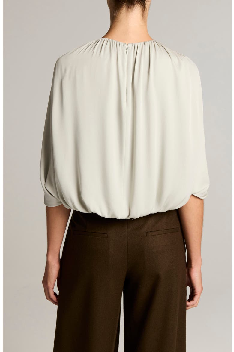 Gathered Silk Cape Bubble Top, Alternate, color, STONE SAGE