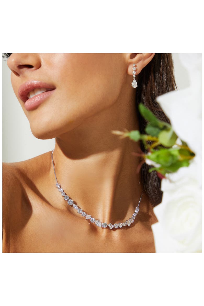 Large Cubic Zirconia Frontal Necklace, Alternate, color, RHODIUM