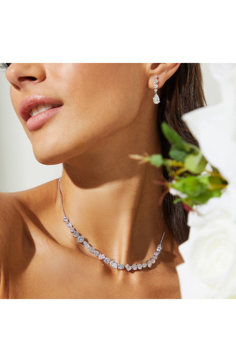 Nadri Large Cubic Zirconia Frontal Necklace, Alternate, color, Rhodium