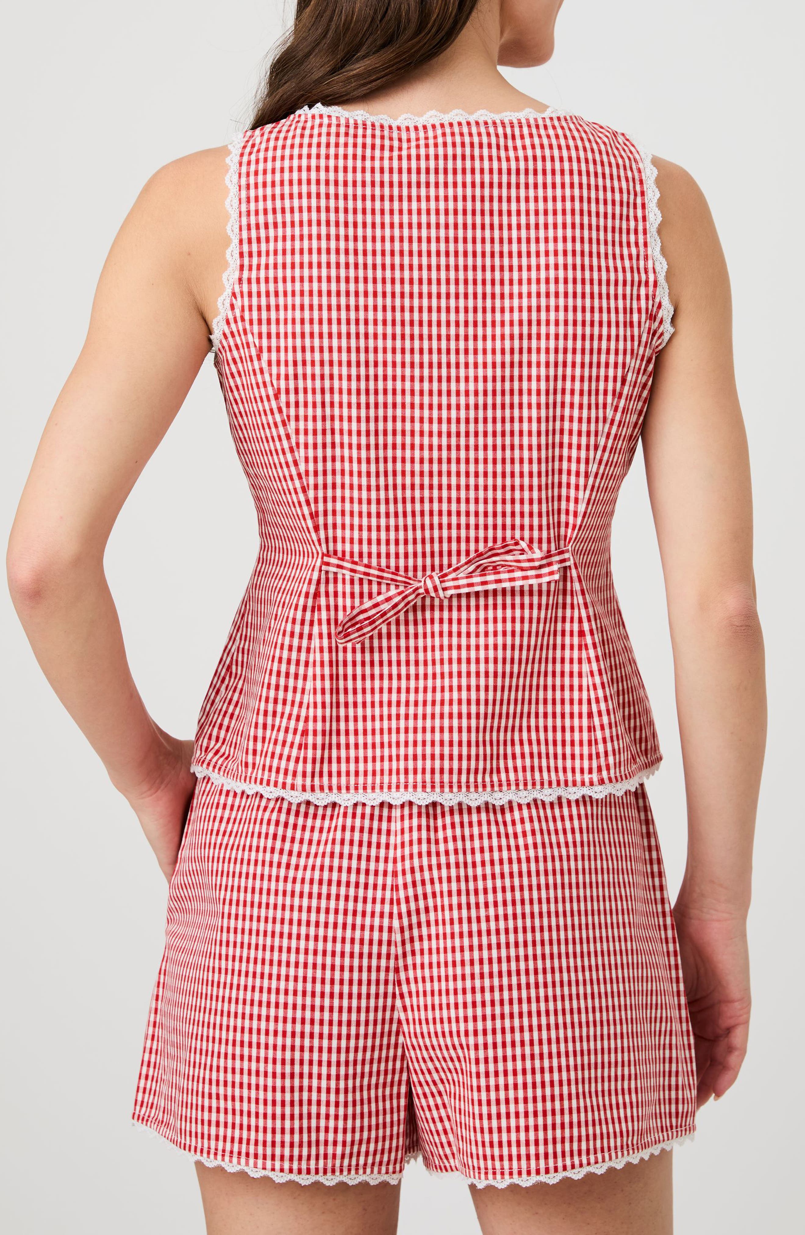 Lace Trim Gingham Vest - image 4