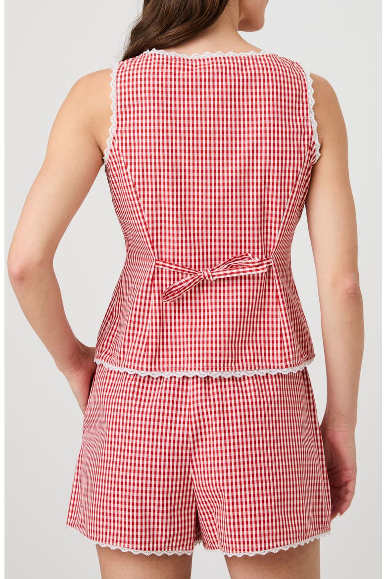 Lace Trim Gingham Vest, Alternate, color, STRAWBERRY/ WHITE GINGHAM