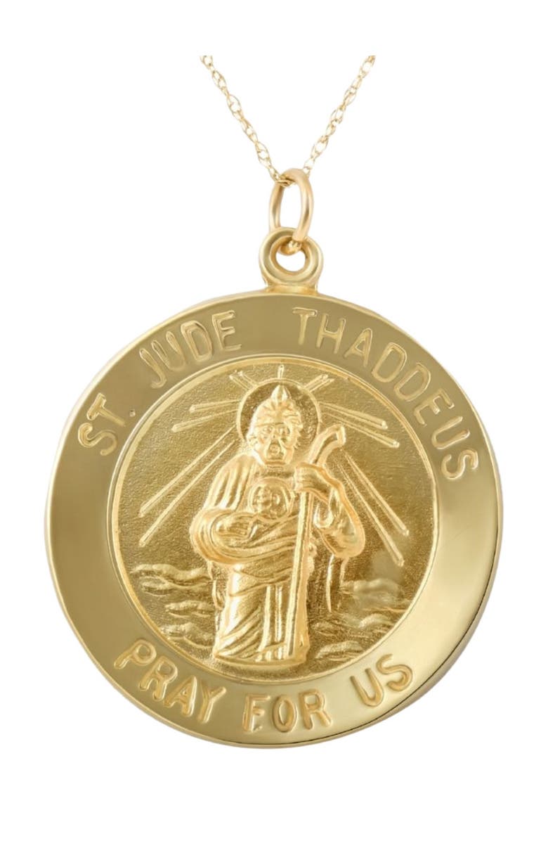 Bliss Diamond 14k Gold St. Jude Thaddeus Medal Pendant 1" Tall 6.5 Grams, Main, color, 