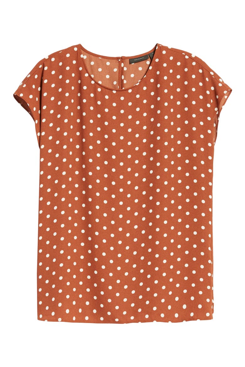 Cap Sleeve Blouse, Alternate, color, RUST SPACED DOT