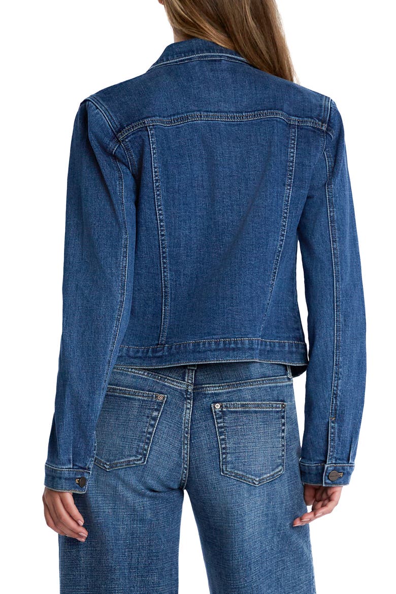 Sleek Stretch Denim Trucker Jacket, Alternate, color, GRAVITY BLUE