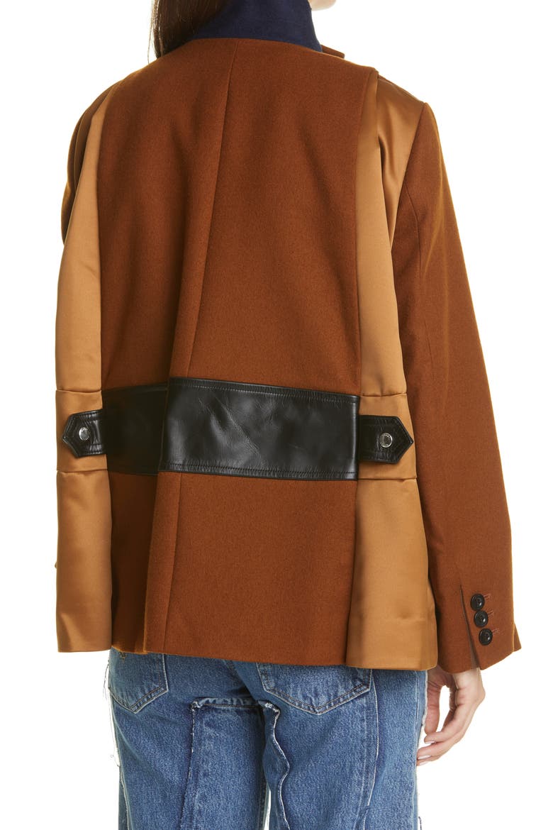 Melton Wool Jacket, Alternate, color, BROWN