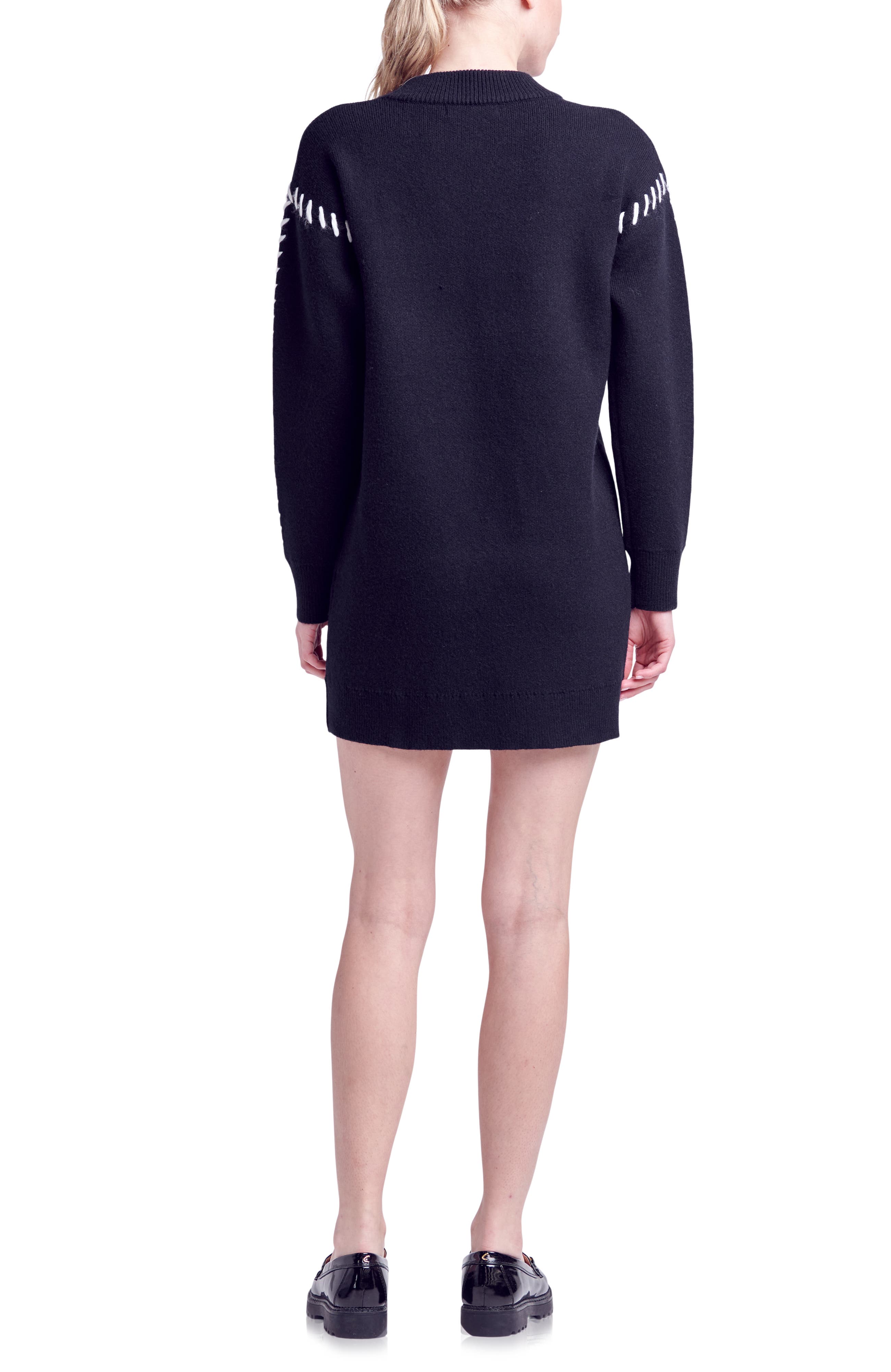 english factory long sleeve whipstitch knit mini dress Women's Whip Stitched Dress, Small new-drop-Fall1-Wednesday