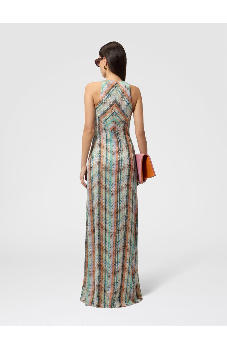 Missoni Sleeveless Long Dress In Viscose Lamé Blend With Multi-technique Knit, Alternate, color, Multicoloured