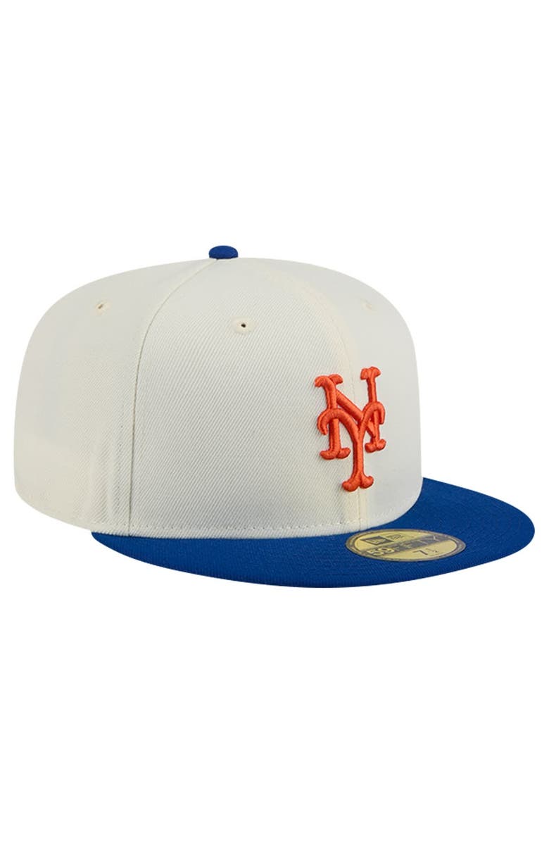 New Era Men's New Era Cream New York Mets Evergreen Chrome 59FIFTY Fitted Hat, Alternate, color, 