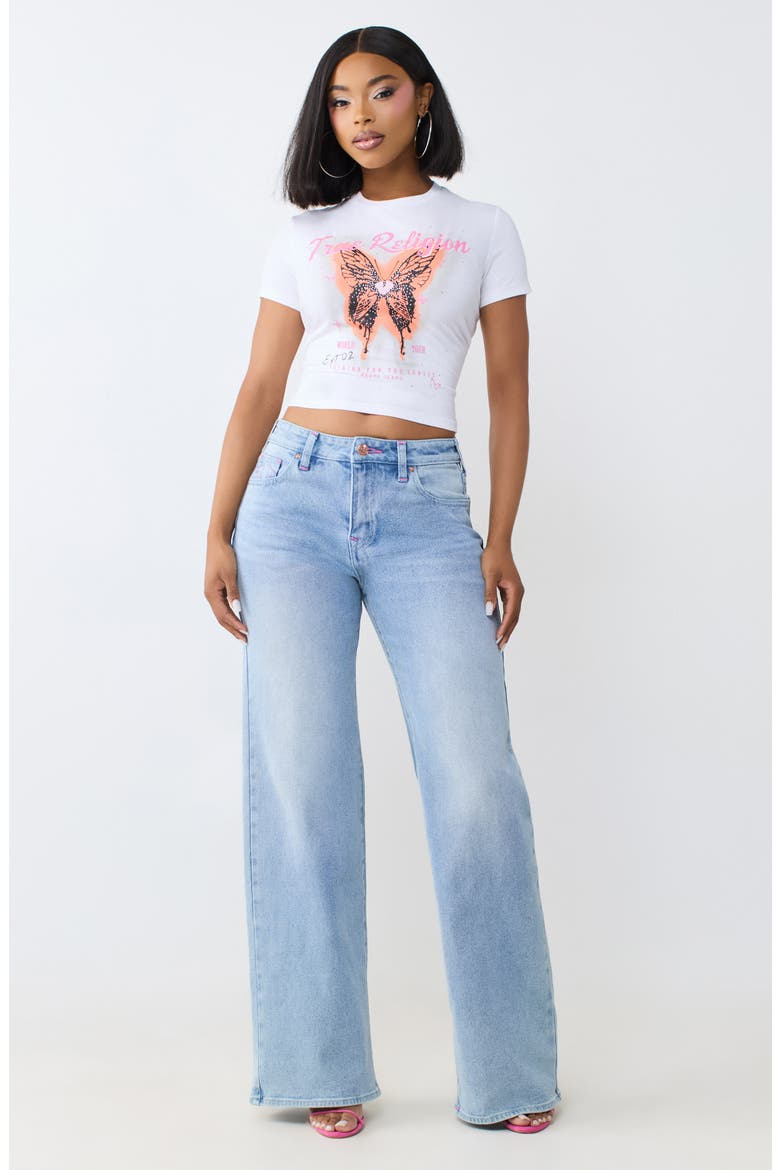 Leila High Waist Wide Leg Jeans, Alternate, color, LIGHT BLUE SUEDE WASH