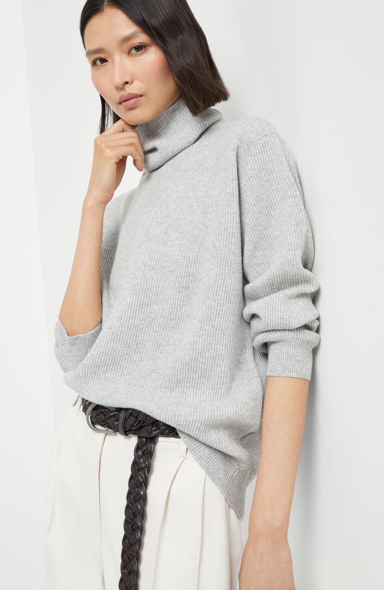 Brunello Cucinelli English Rib knit sweater, Alternate, color, Light Grey