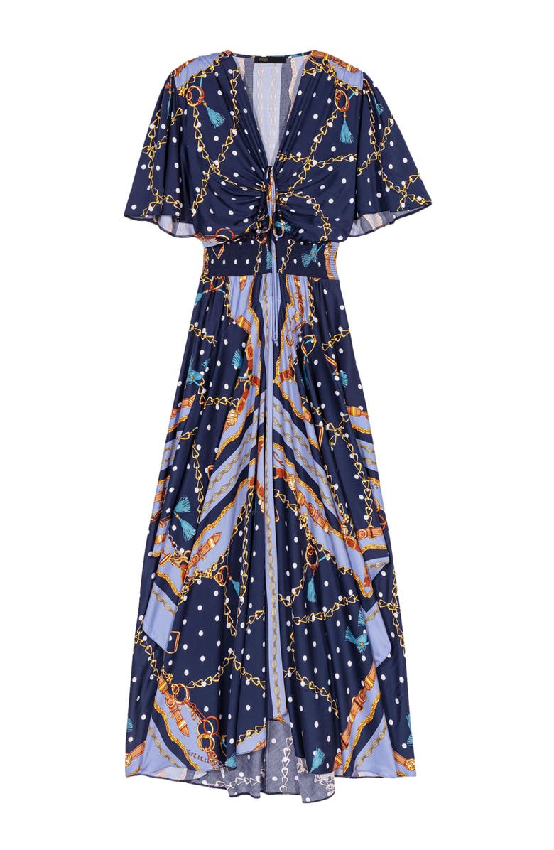 maje Satin-look patterned maxi dress, Alternate, color, 