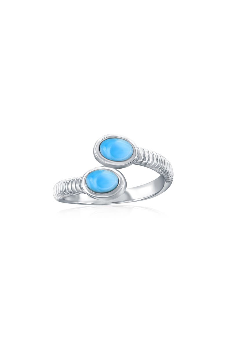 Sterling Silver Oval Larimar Bypass Ring, Main, color, BLUE