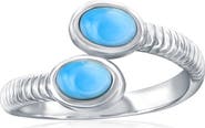 SIMONA Sterling Silver Oval Larimar Bypass Ring