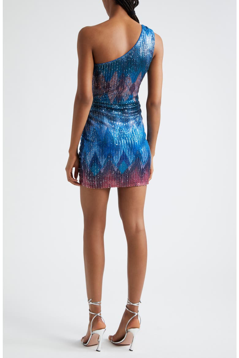 Kathreen Sequin Chevron One-Shoulder Minidress, Alternate, color, BLUE CHEVRON