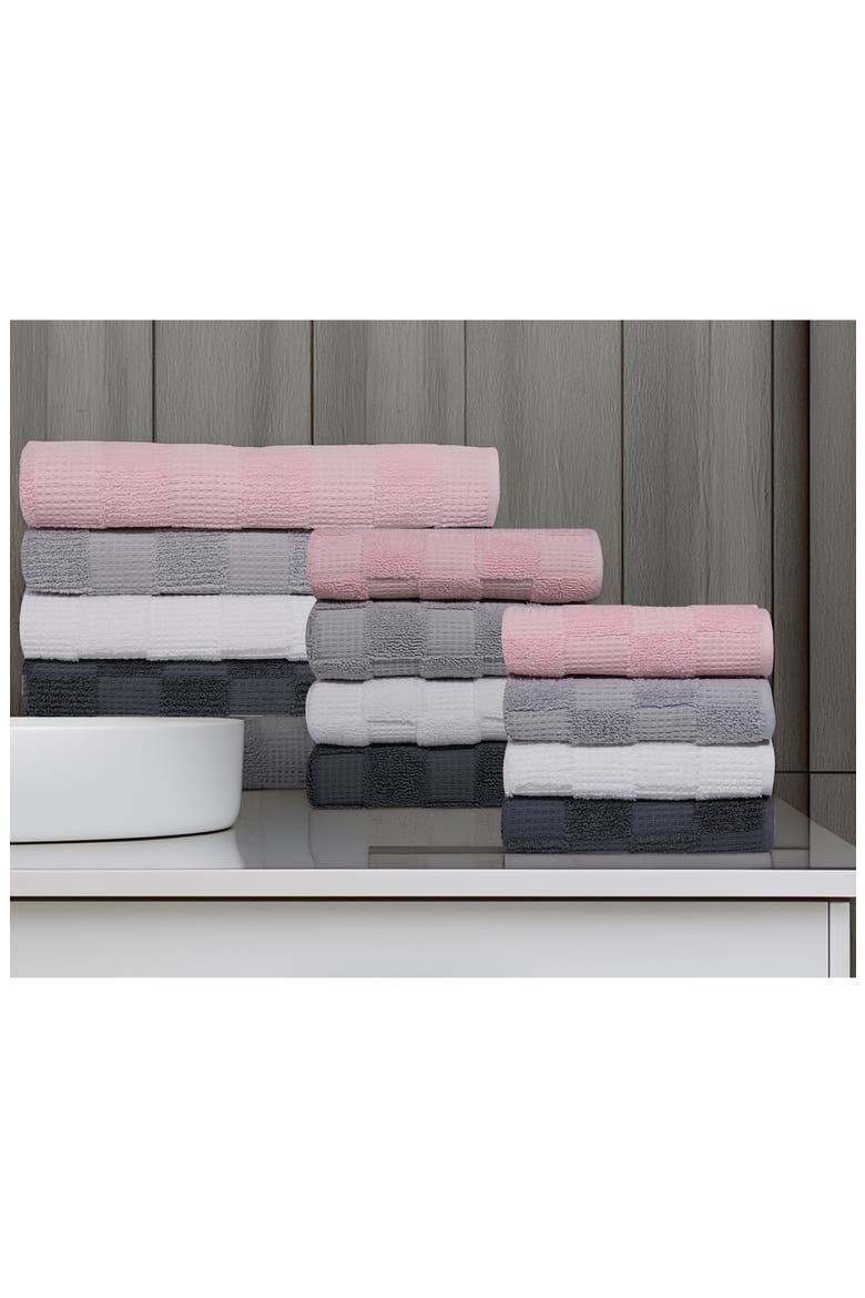 Waffle Terry 16-Piece Turkish Cotton Bath Towel Set, Alternate, color, SILVER