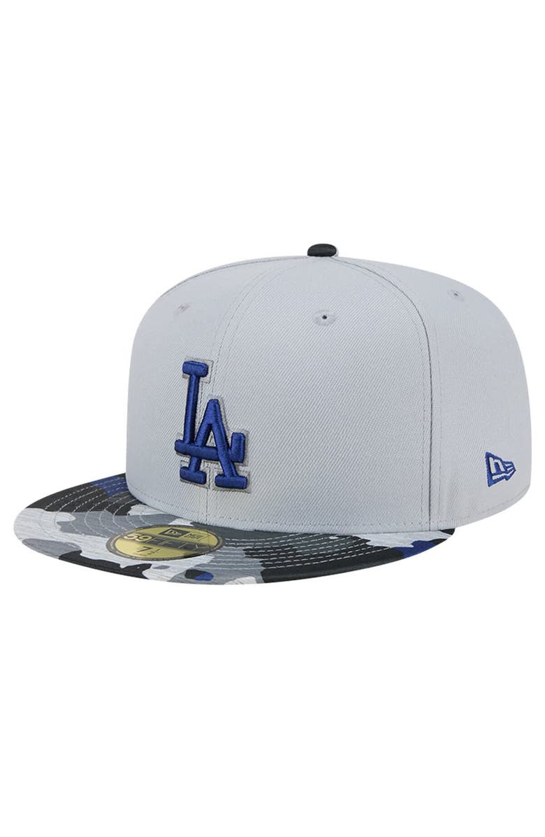 New Era Men's New Era Gray Los Angeles Dodgers Active Team Camo 59FIFTY Fitted Hat, Alternate, color, 