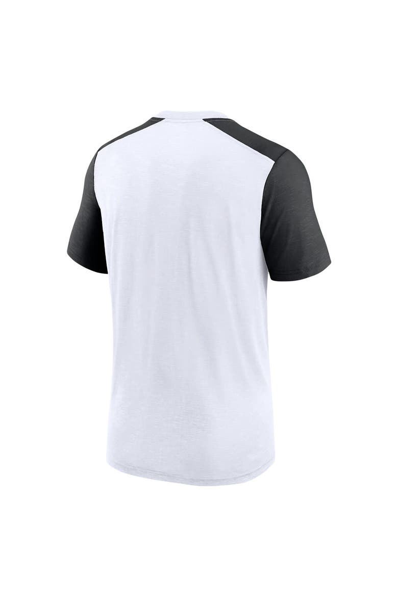 Men's Nike White/Heathered Black New Orleans Saints Color Block Team Name T-Shirt, Alternate, color, White