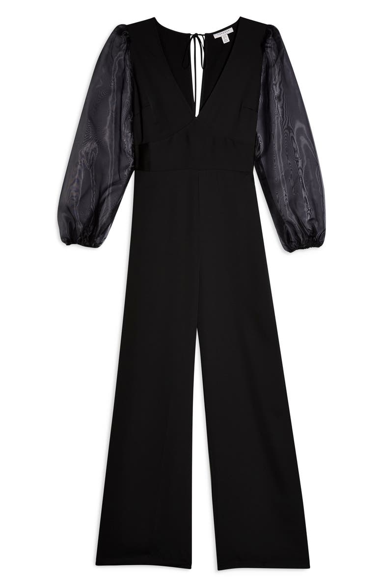 Topshop Organza Long Sleeve Jumpsuit, Alternate, color,