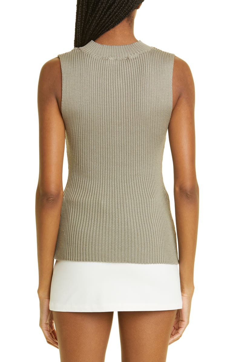 Paloma Wool Atori Zip Keyhole Organic Cotton Rib Sleeveless Sweater, Alternate, color, Dark Grey