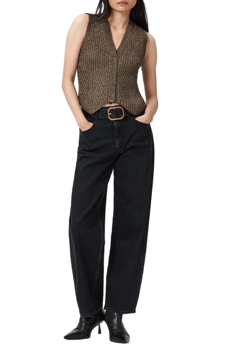 AllSaints Cruz Shine Knit Waistcoast, Alternate, color, Bronze Brown