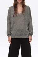 BIMBA Y LOLA Long Wool Blend Lace Trim Sweater