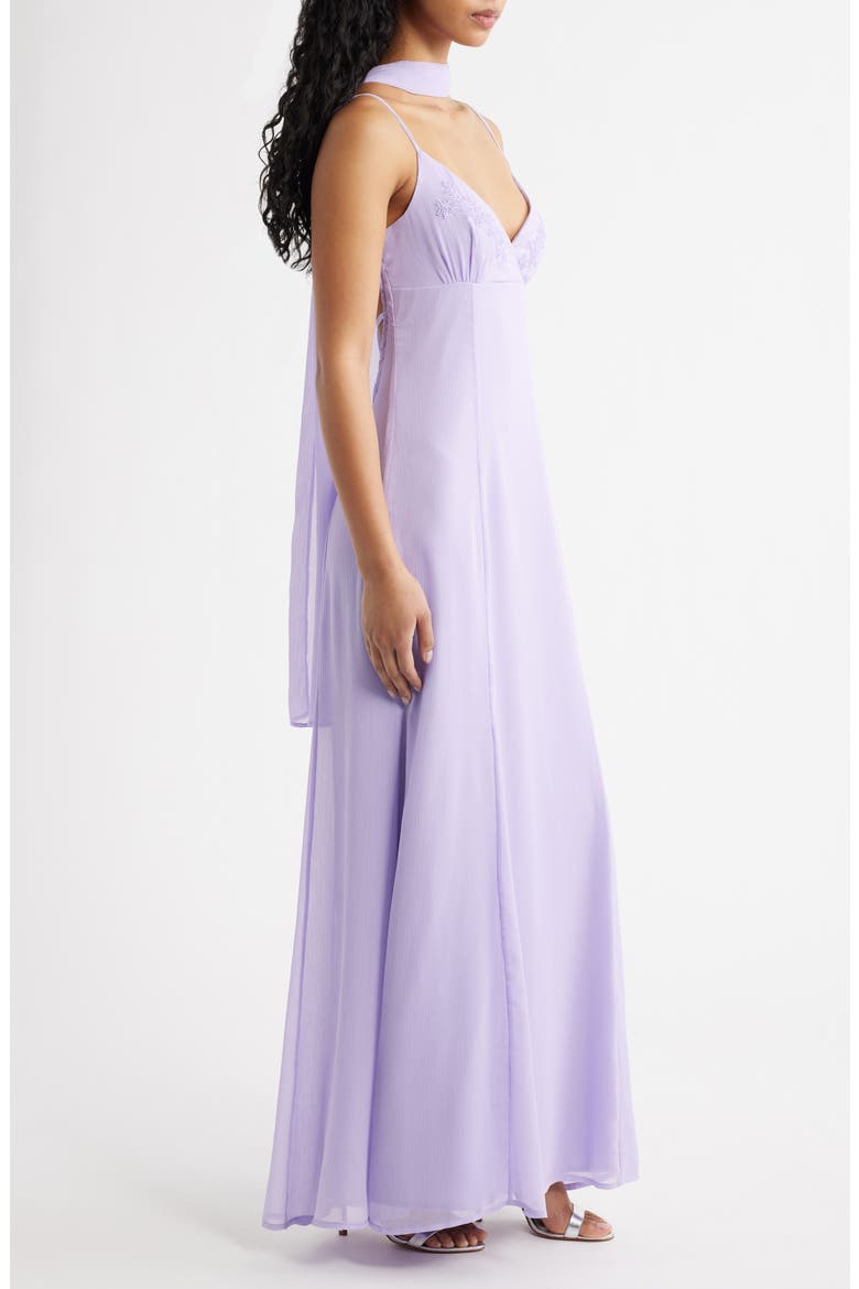 Jadira Open Back Maxi Dress & Scarf Set, Alternate, color, PURPLE