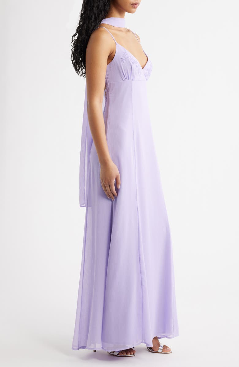 Princess Polly Jadira Open Back Maxi Dress & Scarf Set, Alternate, color, 