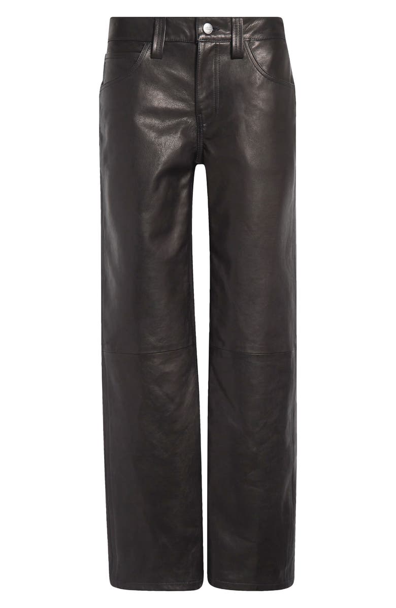 Khaite Emmet Low Waist Straight Leg Leather Pants, Main, color, Black