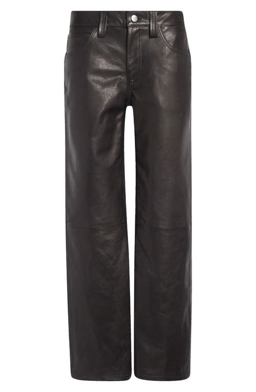 Khaite Emmet Low Waist Straight Leg Leather Pants In Black