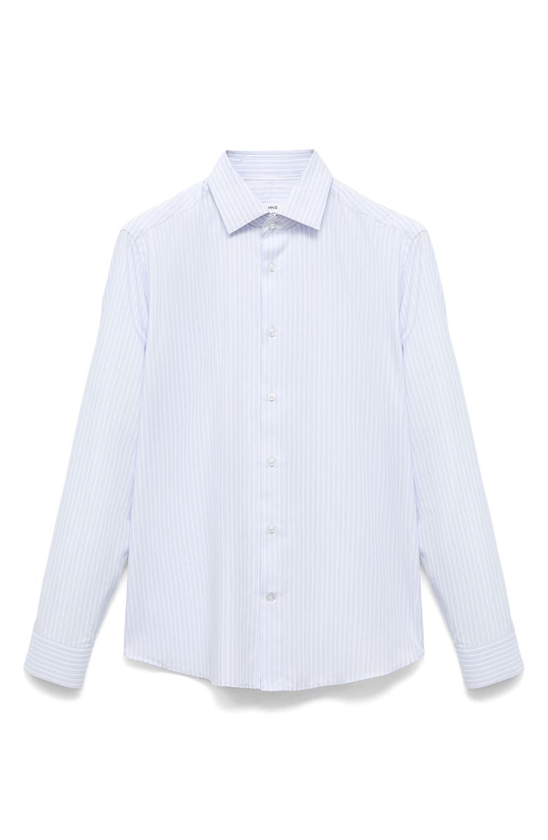 MANGO Slim Fit Stripe Button-Up Shirt, Alternate, color, Sky Blue