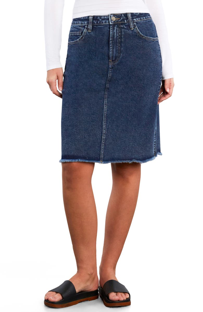 Wash Lab Denim Fray Hem Denim Skirt, Main, color, Petal Denim