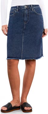 Wash Lab Denim Fray Hem Denim Skirt