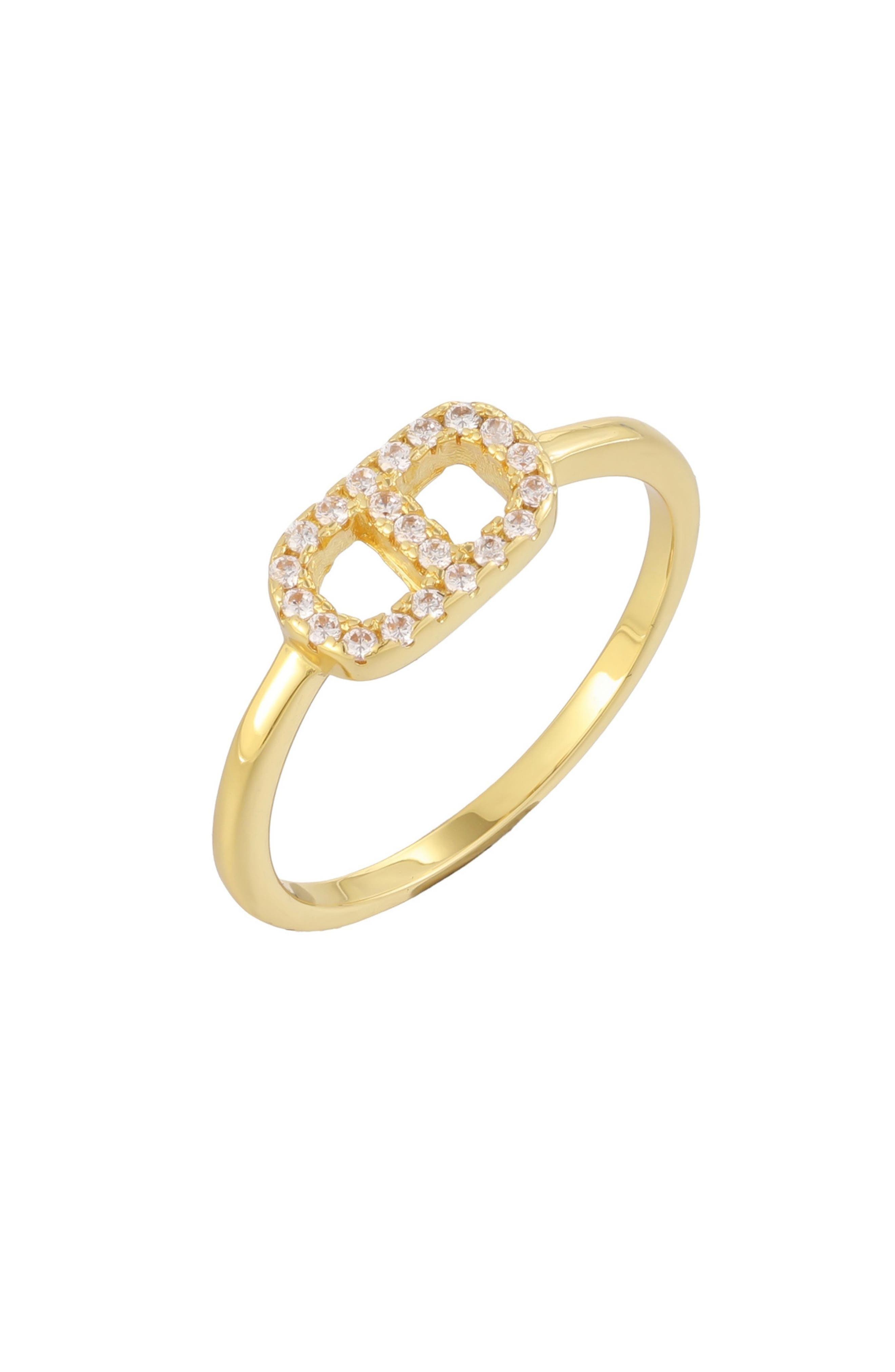 14k Gold Plated Cubic Zirconia Mariner Link Ring