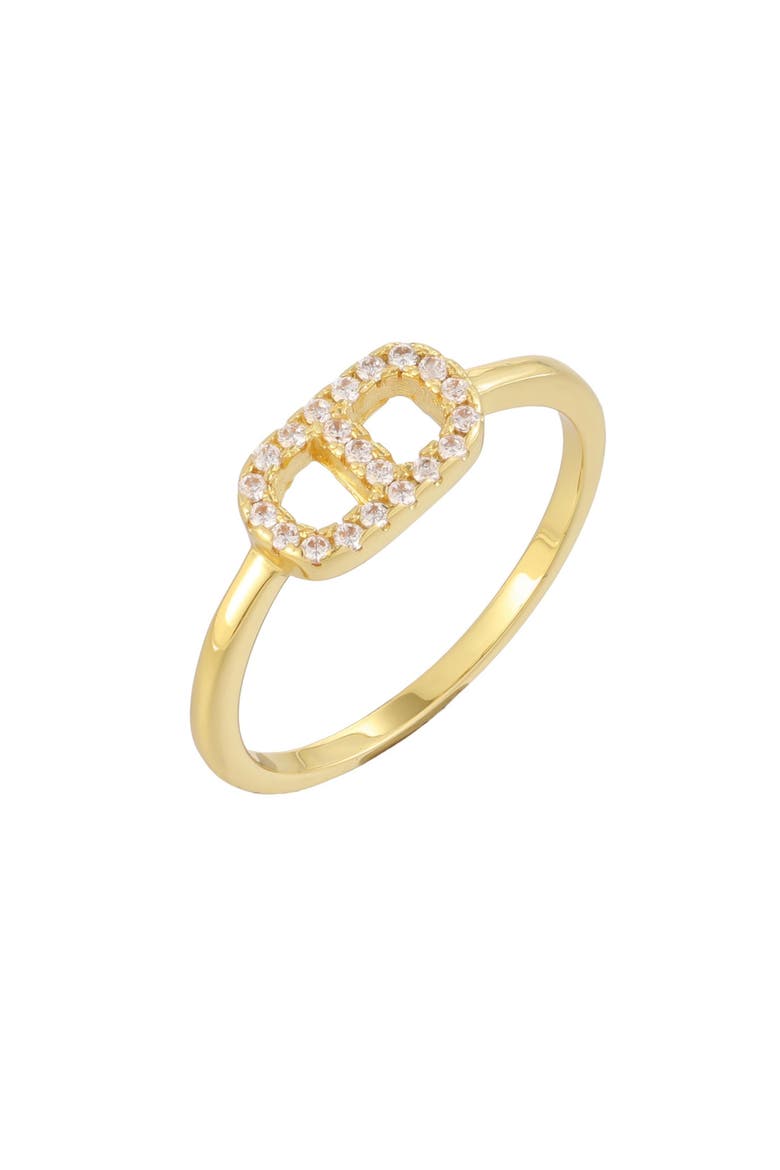 14k Gold Plated Cubic Zirconia Mariner Link Ring, Alternate, color, GOLD