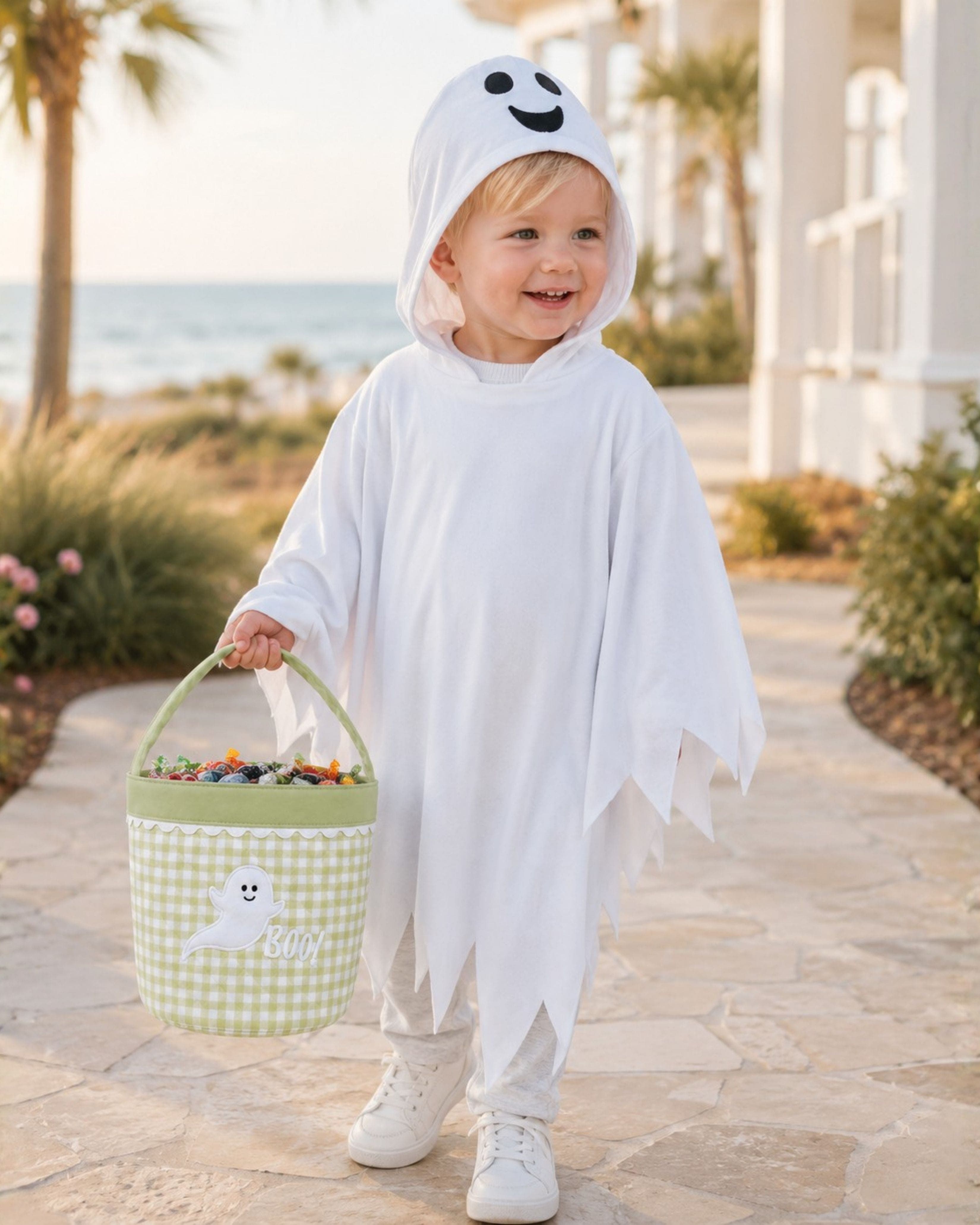 Glow-in-the-Dark Ghost Trick-or-Treat Tote, Alternate, color, Green/White