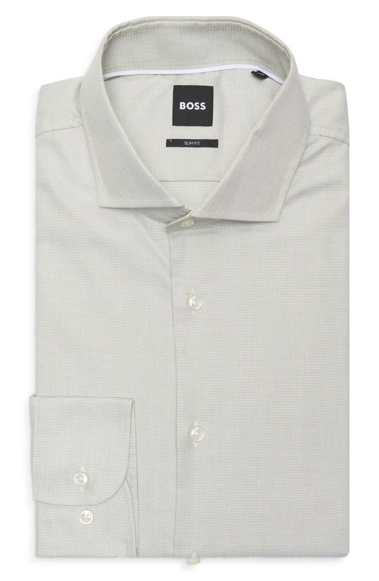 BOSS Hank Kent Slim Fit Stretch Dress Shirt, Main, color, Med Grn