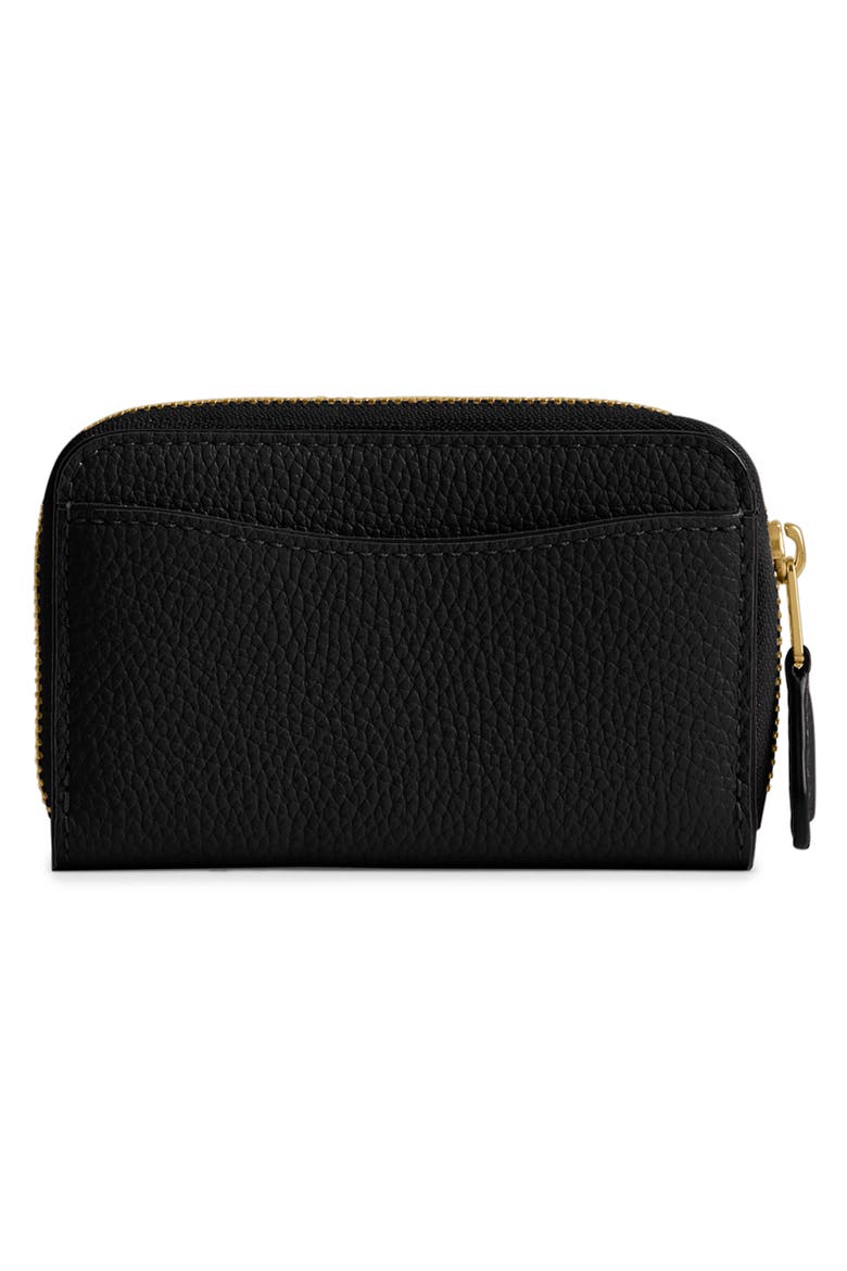 Small Essential Pebbled Leather Zip Around Card Holder, Alternate, color, B4/BLACK