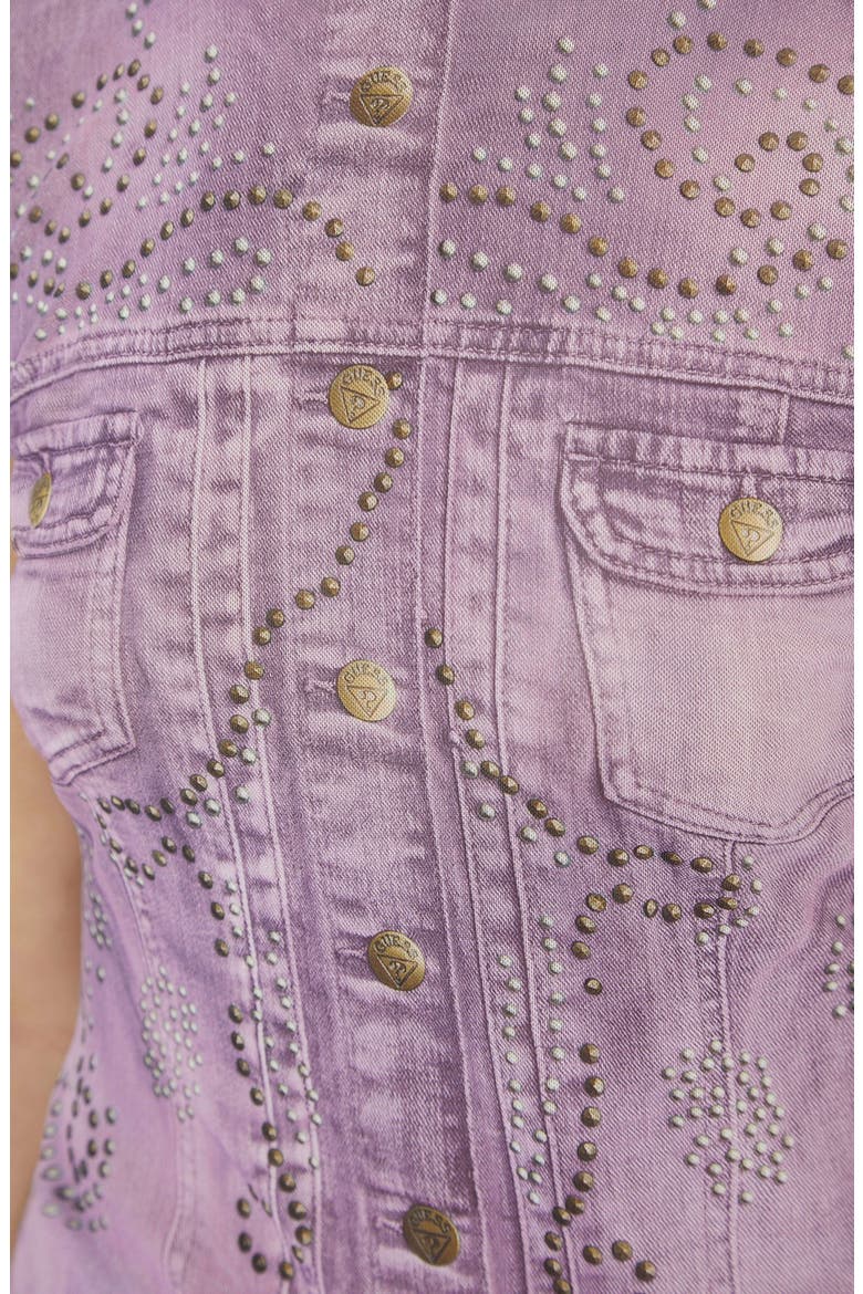 Studded Denim Trompe l'Oeil Mesh Graphic T-Shirt, Alternate, color, LUX ORCHID MULTI
