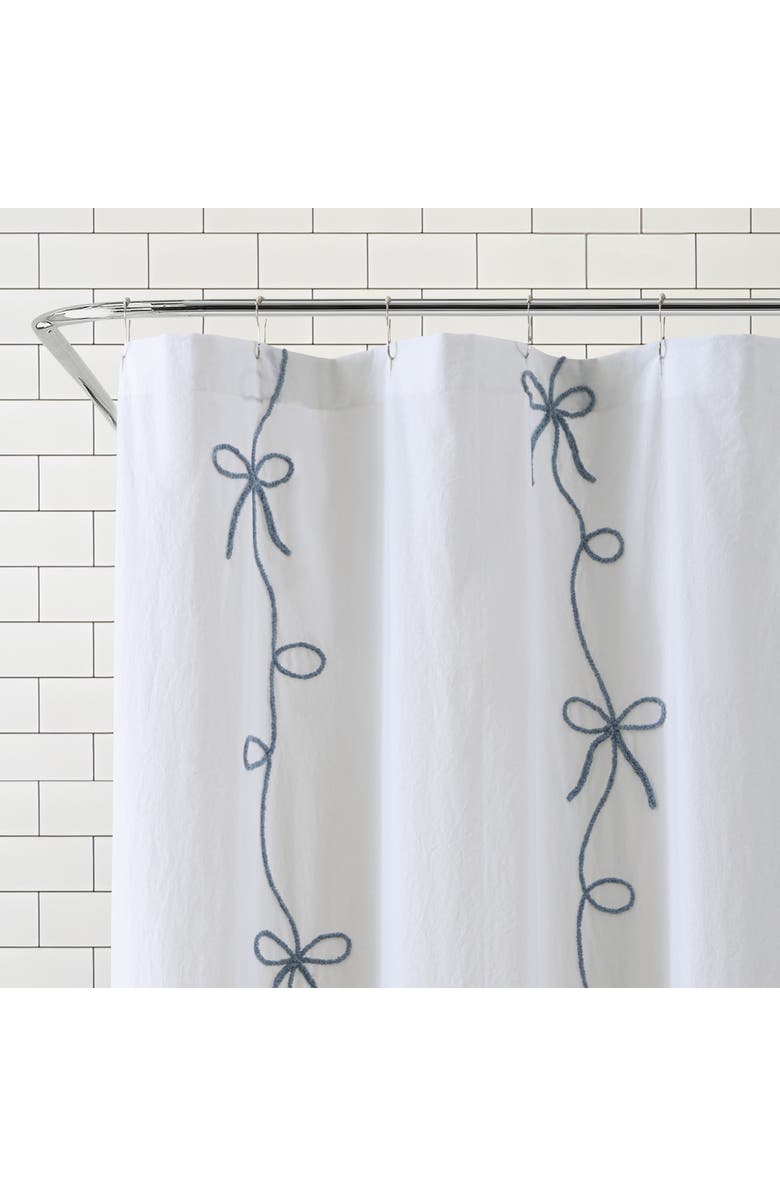 Peri Home Sasha Bows Shower Curtain, Alternate, color, Blue